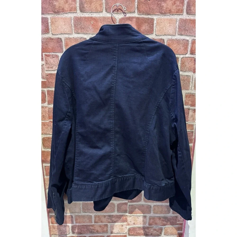 Jessica London Classic‎ Cotton Denim Jacket Women's PlusSize 24 Navy Blue W/ Zip